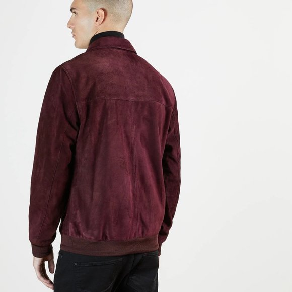 TED BAKER Wyye Suede Bomber Jacket in Deep Purple (Burgundy) - Picture 6 of 7